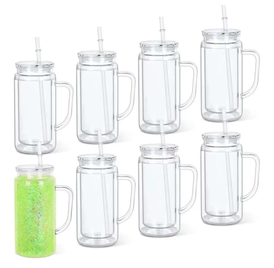 16 oz snowglobe acrylic tumbler with handles  May Creates