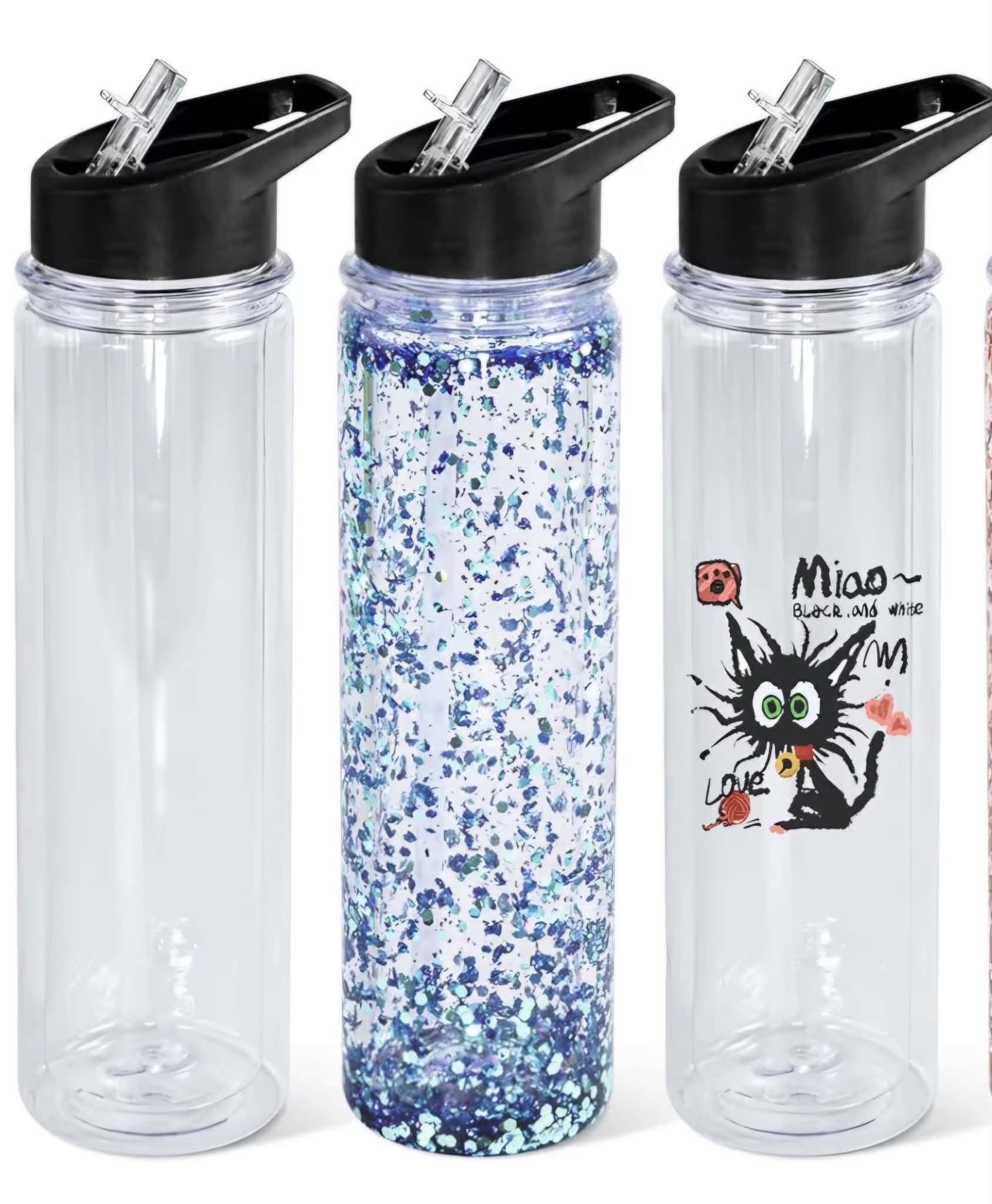 18 oz acrylic snowglobe water bottle